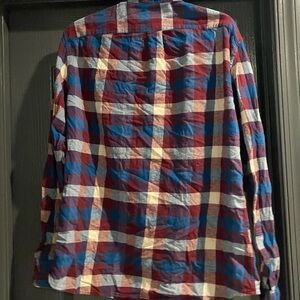 J. Crew Burgundy and Blue Plaid Flannel Shirt